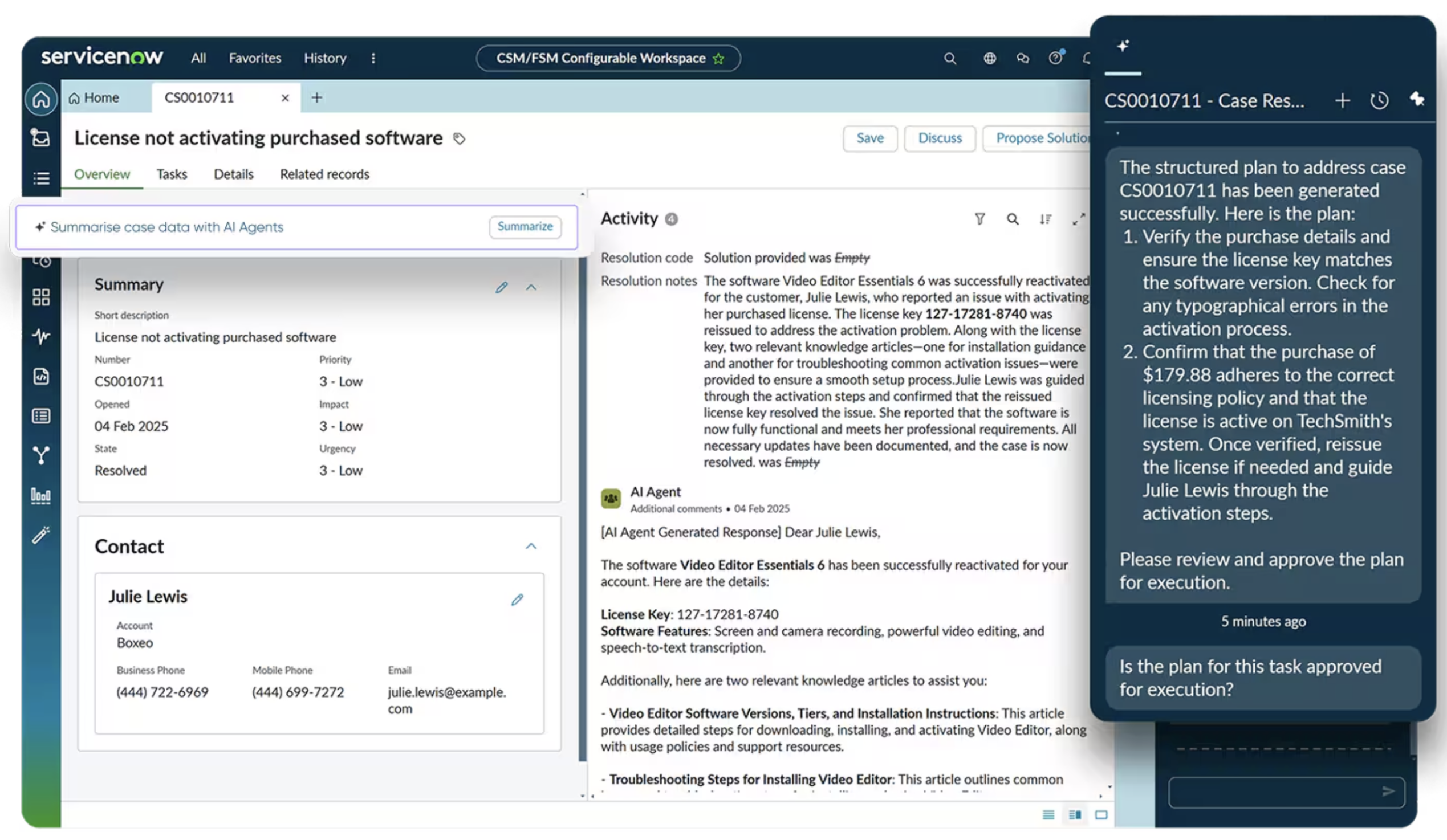 CSM/FSM Configurable workspace
